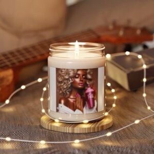 Elegant Beige Candle by ANGELA GILBERT CAMERON DIVA FAITH👠